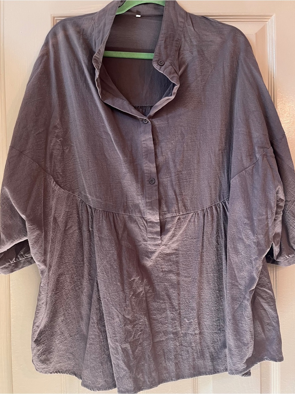 Women's Relaxed Button-Front Tunic Top in Dusty Purple